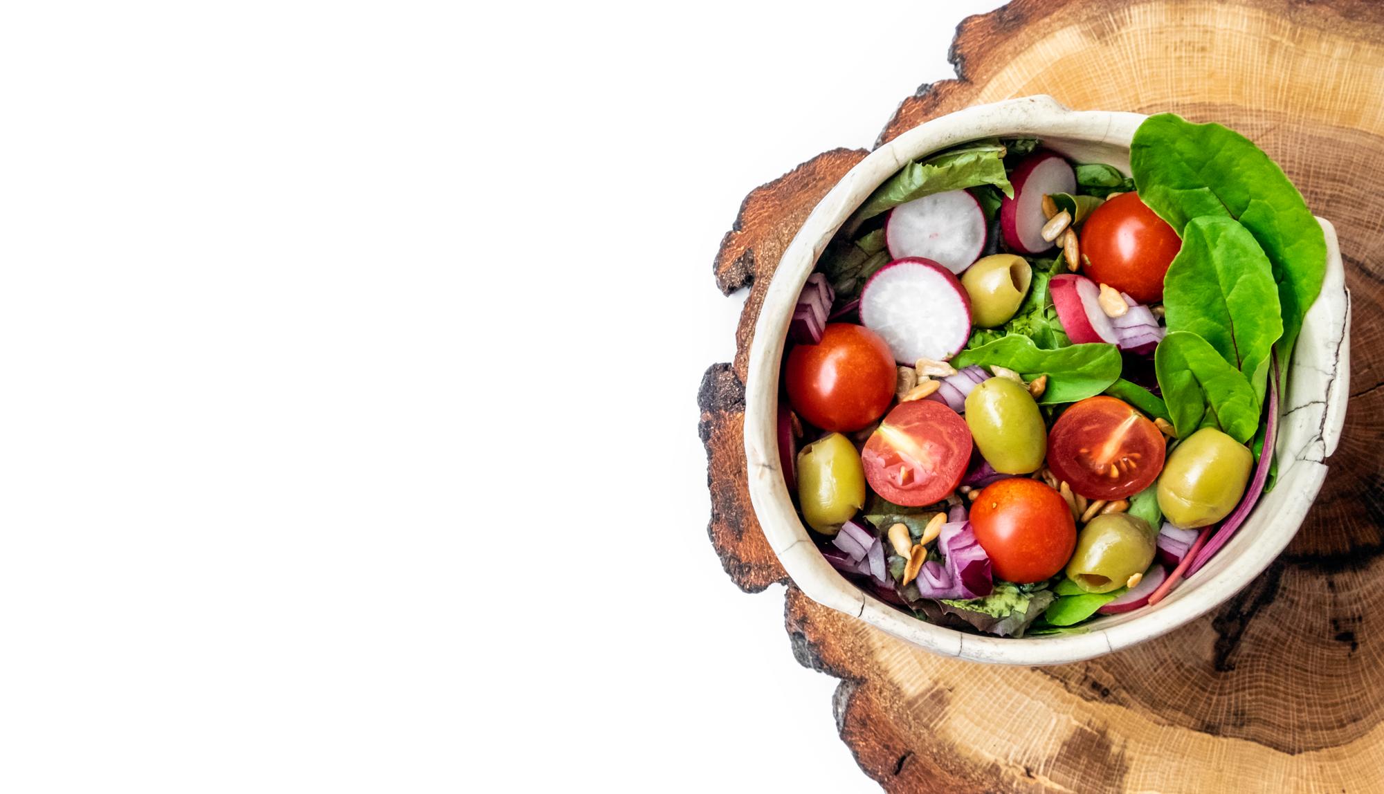 Large styled bowl with seasonal salad